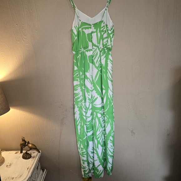 LILLY PULITZER For Target tropical Island Green/White Satin Jumpsuit Sz XS - Picture 3 of 8